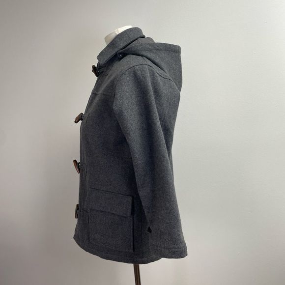 Girl's Children's Place Grey Hooded Duffle Winter Coat wool blend. Toggle jacket - Picture 3 of 16